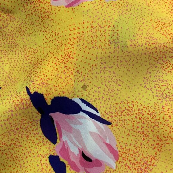 MSGM Size L Yellow Multi Color Satin Floral Button Up Shirt - Picture 8 of 8